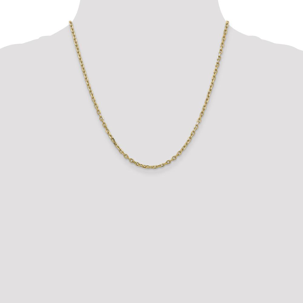 14K Yellow Gold 20" Diamond-Cut Round Cable Link Chain with Lobster Clasp by Oro Pregiato