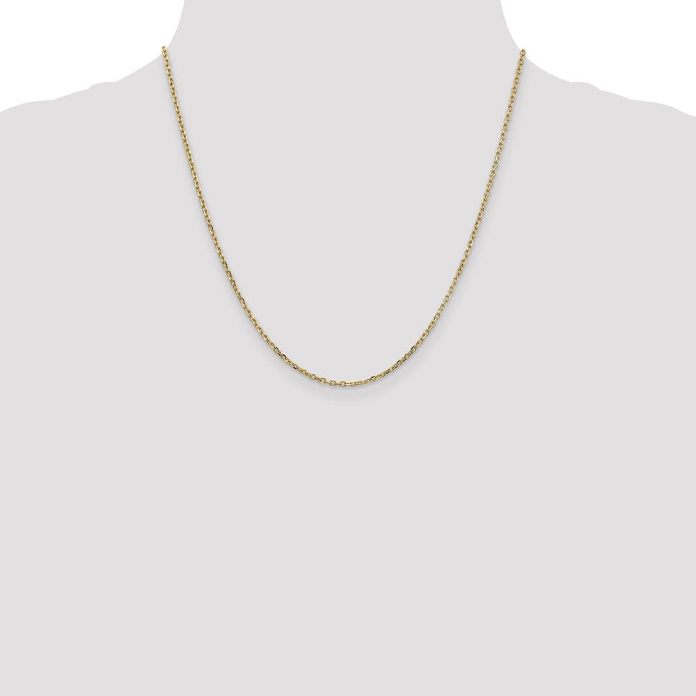 14K Yellow Gold 20" Diamond-Cut Round Open Link Cable Chain Necklace with Lobster Clasp by Oro Pregiato
