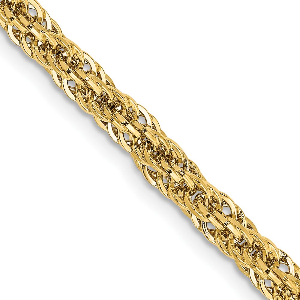 14K Yellow Gold 20" Diamond-Cut Semi-Solid Rope Chain Necklace - 3.3mm Width by Oro Pregiato