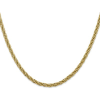 14K Yellow Gold 20" Diamond-Cut Semi-Solid Rope Chain Necklace - 3.3mm Width by Oro Pregiato