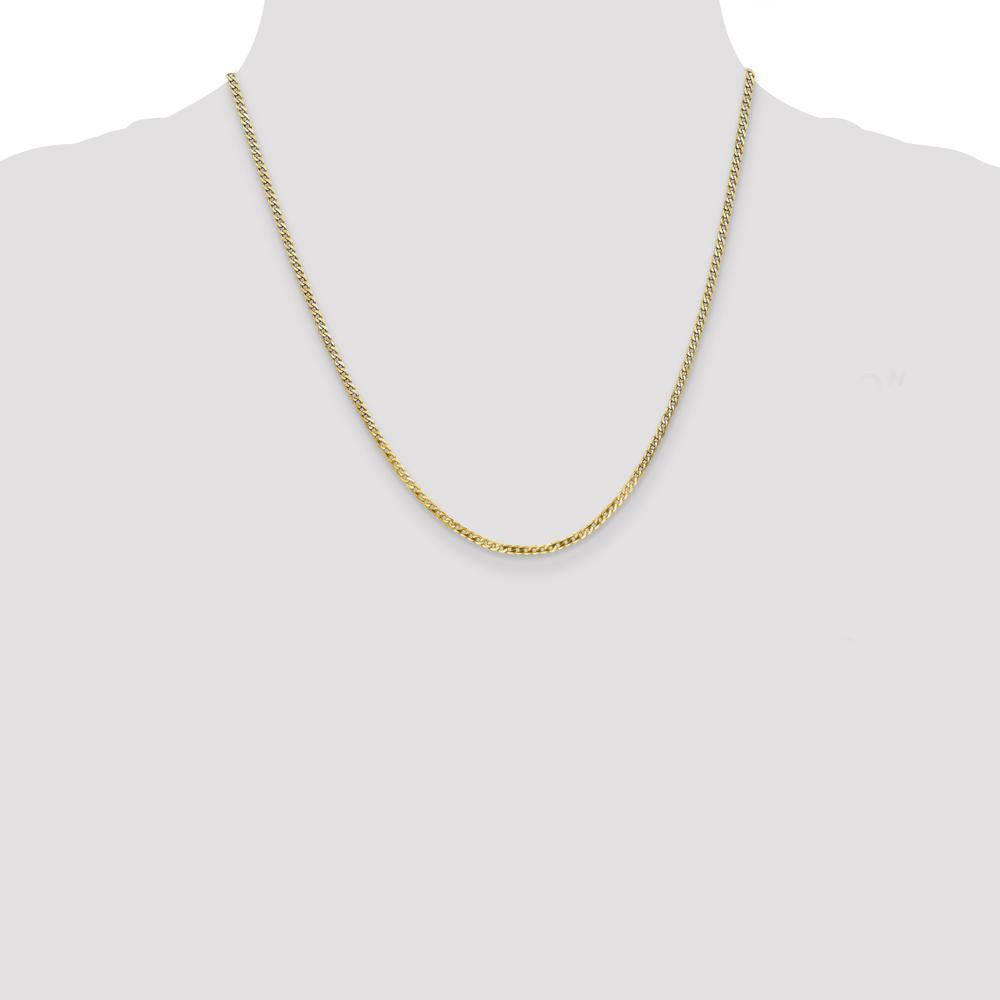 14K Yellow Gold 20" Flat Beveled Curb Chain Necklace - 2.2mm Width by Oro Pregiato