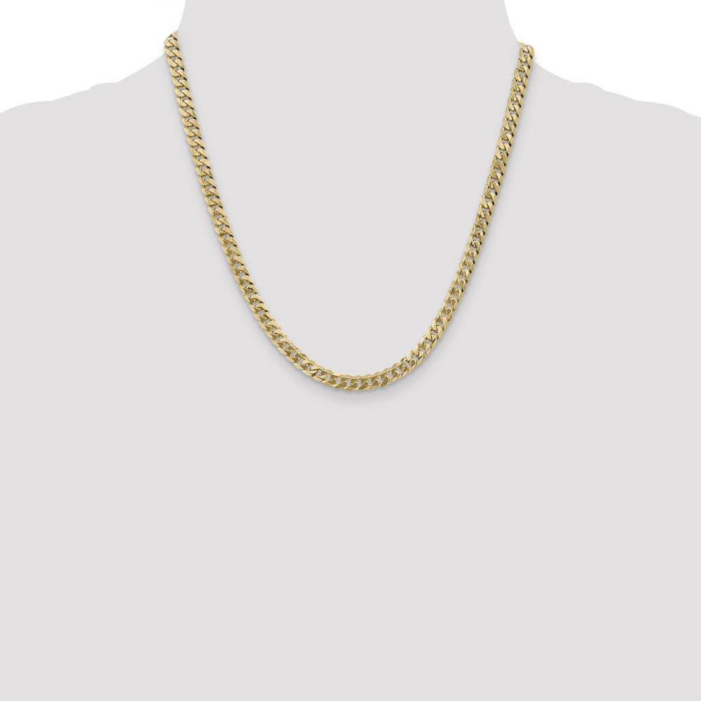 14K Yellow Gold 20" Flat Beveled Curb Chain with Lobster Clasp - 5.75mm Width by Oro Pregiato