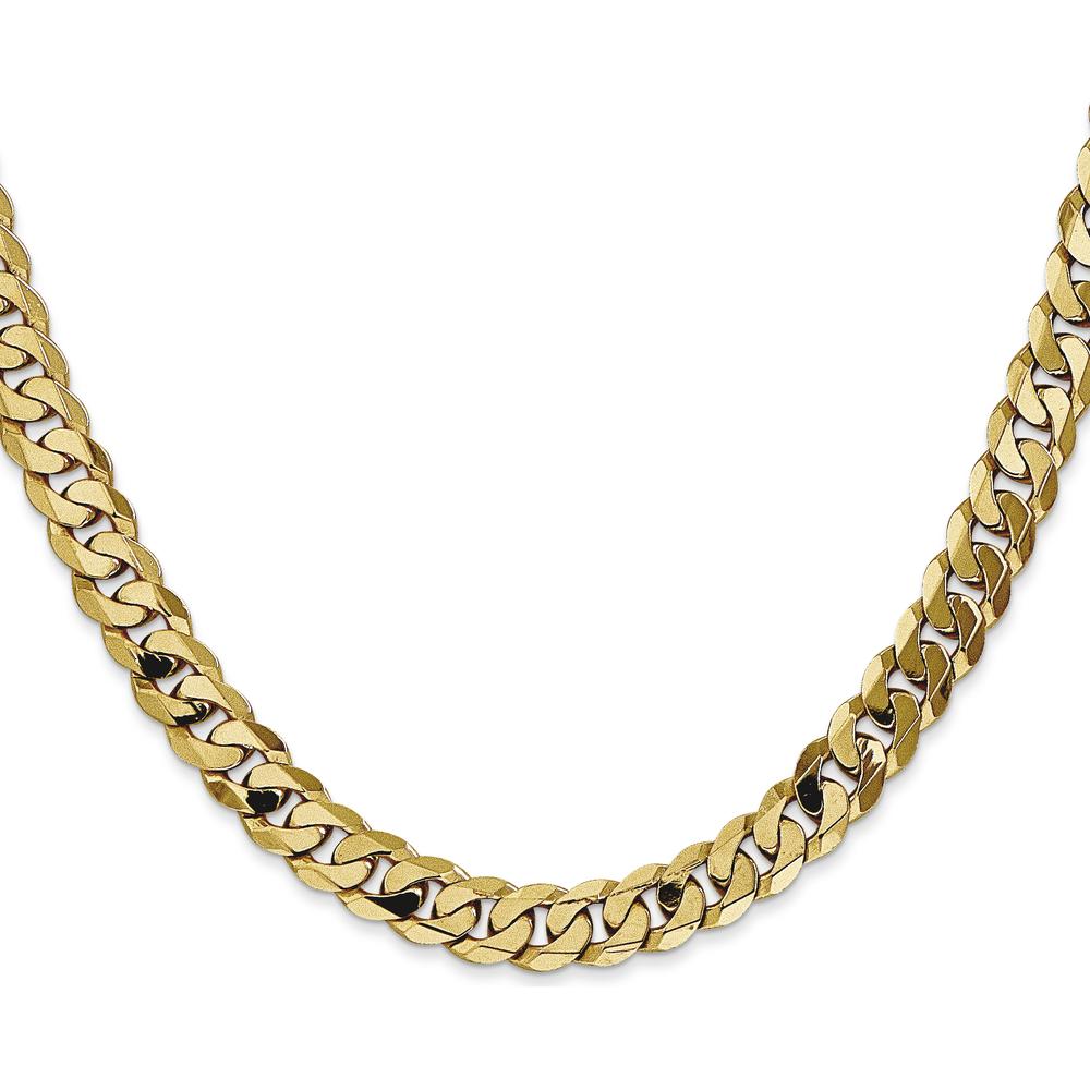 14K Yellow Gold 20" Flat Beveled Curb Chain with Lobster Clasp - 7.25mm Width by Oro Pregiato