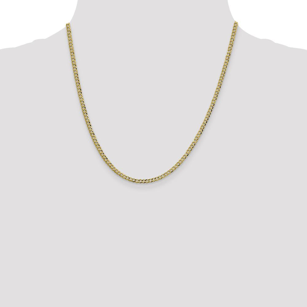 14K Yellow Gold 20" Flat Cuban Chain - 3.1mm Width with Lobster Clasp by Oro Pregiato