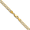 14K Yellow Gold 20" Flat Cuban Chain Necklace with Pave Texture by Oro Pregiato