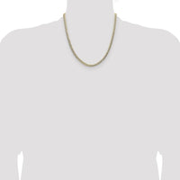 14K Yellow Gold 20" Flat Cuban Chain Necklace with Pave Texture by Oro Pregiato