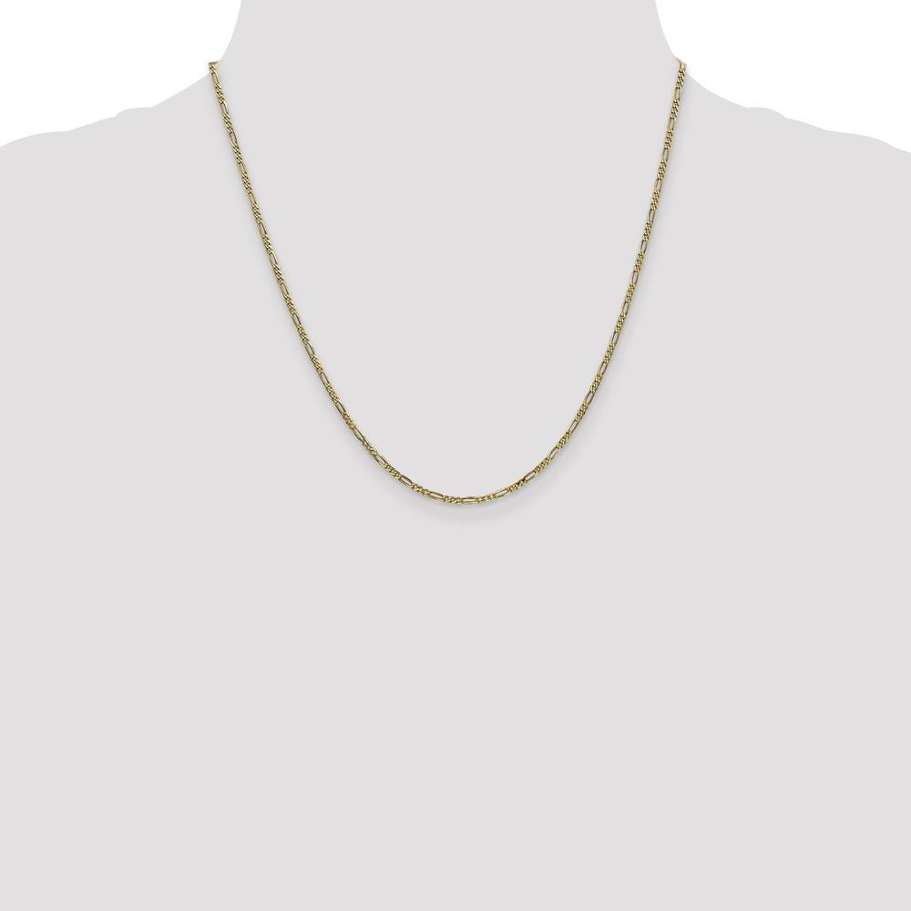 14K Yellow Gold 20" Flat Figaro Chain Necklace - 1.8mm Width with Lobster Clasp by Oro Pregiato