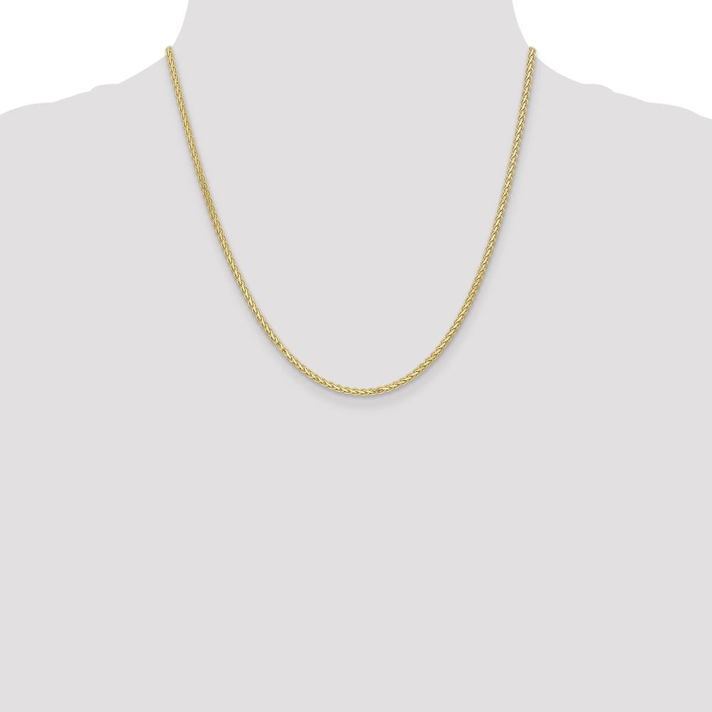 14K Yellow Gold 20" Flat Wheat Chain Necklace - 2.4mm Width by Oro Pregiato