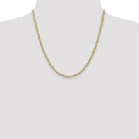 14K Yellow Gold 20" Flat Wheat Chain Necklace - 2.8mm Width with Lobster Clasp by Oro Pregiato