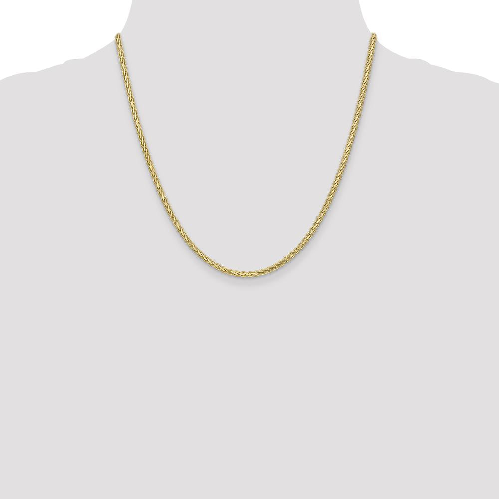 14K Yellow Gold 20" Flat Wheat Chain Necklace - 2.8mm Width with Lobster Clasp by Oro Pregiato