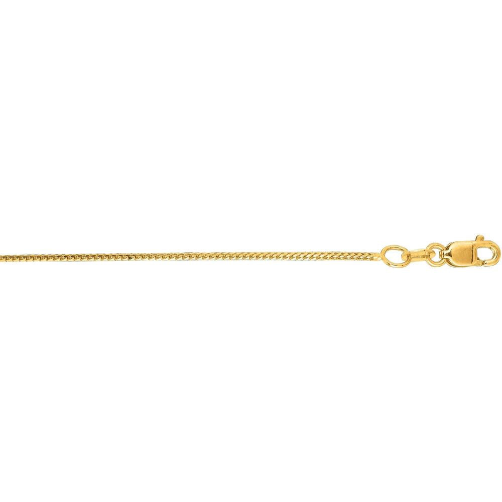 14K Yellow Gold 20" Franco Chain Necklace with Lobster Clasp - 0.9mm by Orozza Fine Jewelry