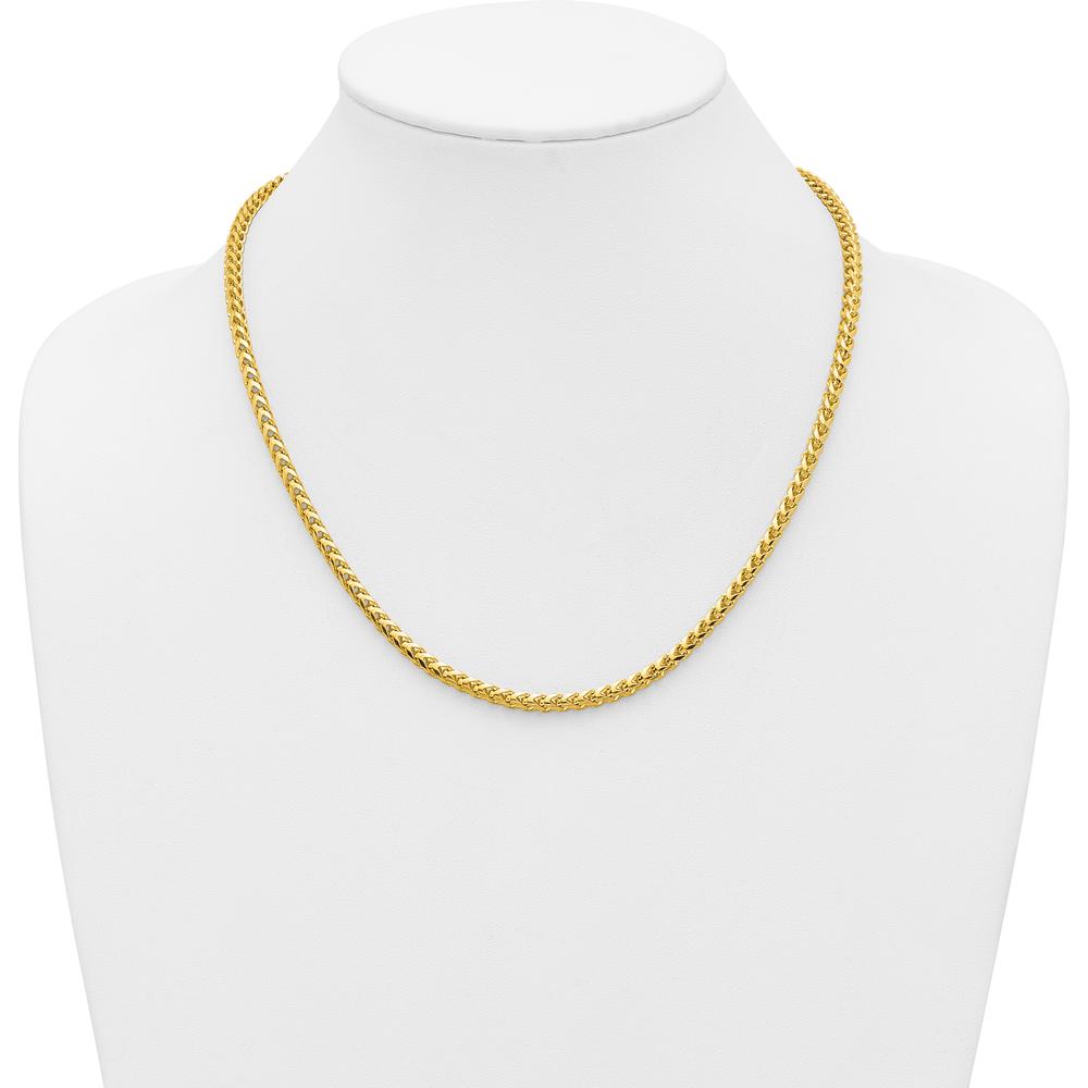 14K Yellow Gold 20" Franco Chain with Fancy Lobster Clasp - 3.7mm Width by Oro Pregiato