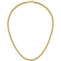 14K Yellow Gold 20" Franco Chain with Fancy Lobster Clasp - 3.7mm Width by Oro Pregiato