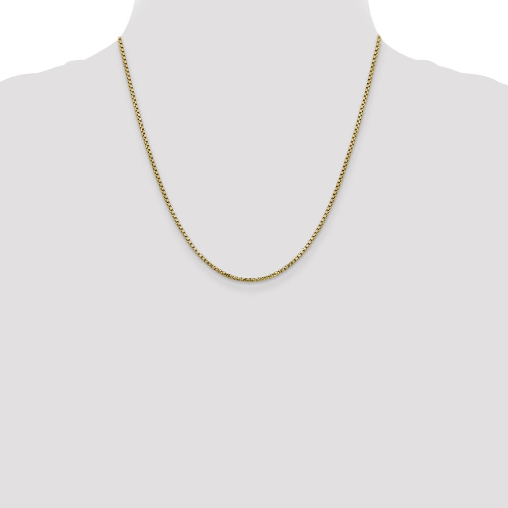 14K Yellow Gold 20-Inch 1.75mm Semi-Solid Box Chain Necklace with Lobster Clasp by Oro Pregiato