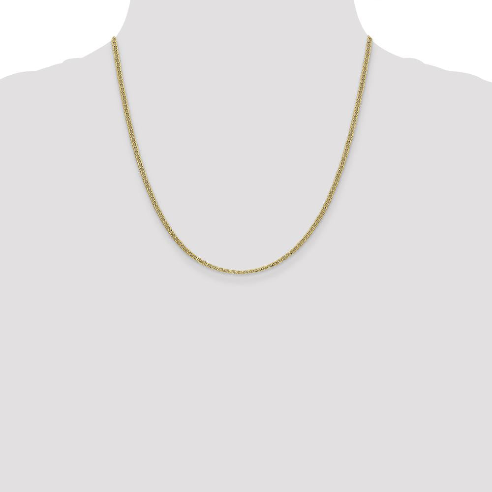 14K Yellow Gold 20-inch 2.4mm Semi-Solid Anchor Chain with Spring Ring Clasp by Oro Pregiato