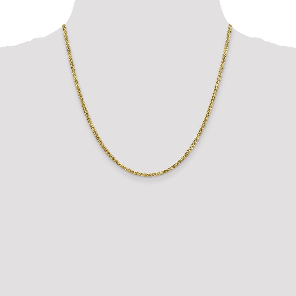 14K Yellow Gold 20-Inch 2.75mm Wheat Chain Necklace with Lobster Clasp by Oro Pregiato
