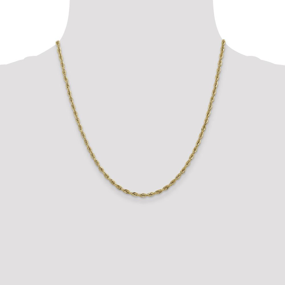 14K Yellow Gold 20-Inch 2.8mm Semi-Solid Rope Chain Necklace with Lobster Clasp by Oro Pregiato