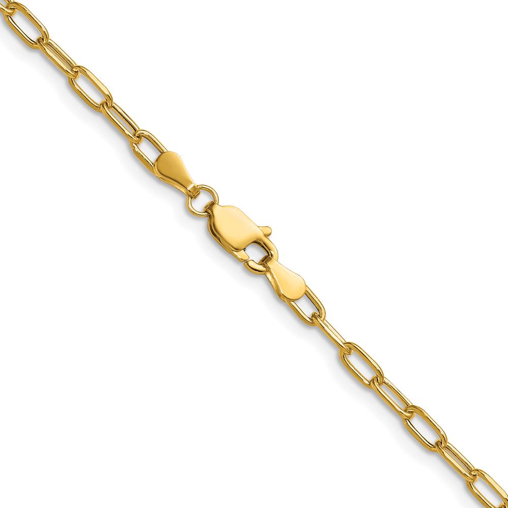 14K Yellow Gold 20-inch 3mm Beveled Paperclip Chain Necklace by Oro Pregiato