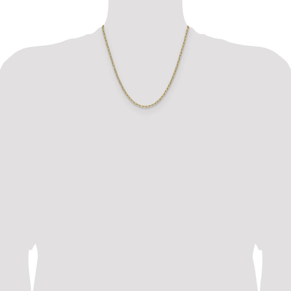 14K Yellow Gold 20-inch 3mm Beveled Paperclip Chain Necklace by Oro Pregiato