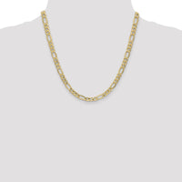 14K Yellow Gold 20-inch 6.25mm Semi-Solid Figaro Chain Necklace with Lobster Clasp by Oro Pregiato
