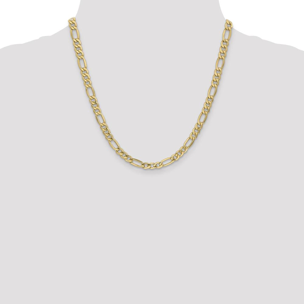 14K Yellow Gold 20-inch 6.25mm Semi-Solid Figaro Chain Necklace with Lobster Clasp by Oro Pregiato