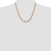 14K Yellow Gold 20-inch 7.5mm Semi-Solid Curb Chain Necklace by Oro Pregiato