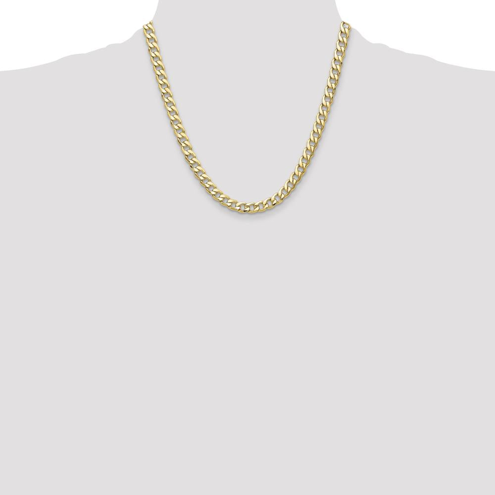 14K Yellow Gold 20-inch 7.5mm Semi-Solid Curb Chain Necklace by Oro Pregiato