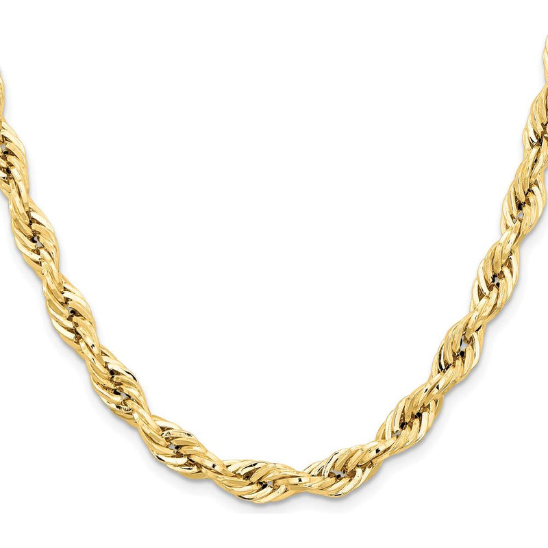 14K Yellow Gold 20-Inch Rope Chain Necklace - 7mm Width, Lobster Clasp ...