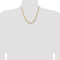 14K Yellow Gold 20-Inch Rope Chain Necklace - 7mm Width, Lobster Clasp by Oro Pregiato