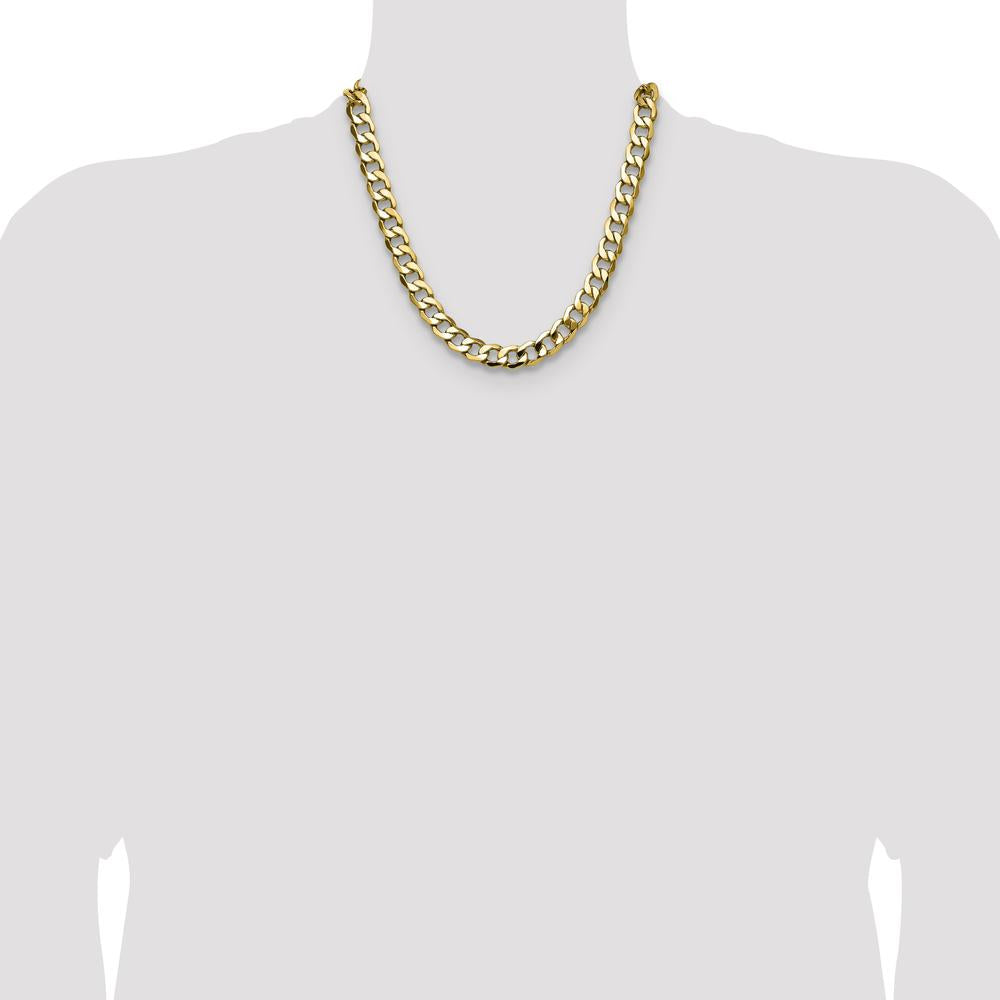 14K Yellow Gold 20-inch Semi-Solid Curb Chain Necklace - 11.3mm Width by Oro Pregiato