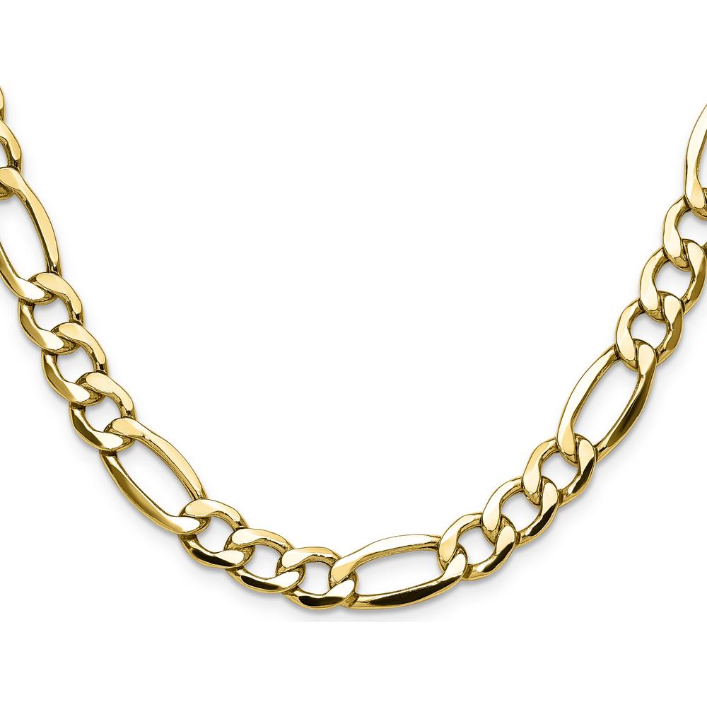 14K Yellow Gold 20-Inch Semi-Solid Figaro Chain - 9.4mm Width by Oro Pregiato