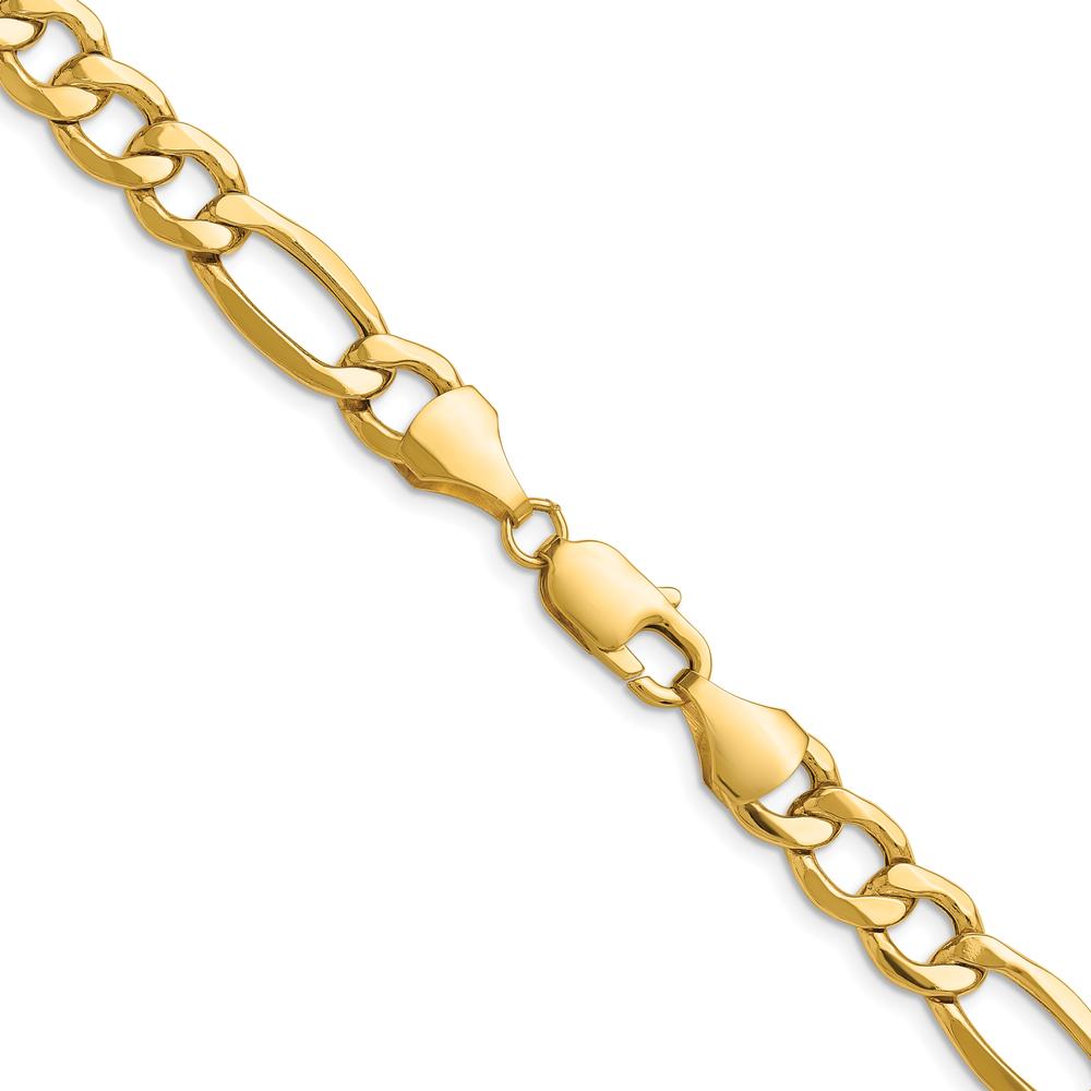14K Yellow Gold 20-Inch Semi-Solid Figaro Chain - 9.4mm Width by Oro Pregiato