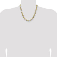 14K Yellow Gold 20-Inch Semi-Solid Figaro Chain - 9.4mm Width by Oro Pregiato