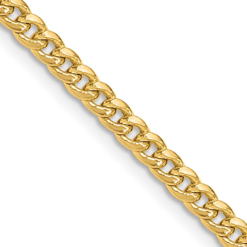 14K Yellow Gold 20-inch Semi-Solid Miami Cuban Chain Necklace by Oro Pregiato