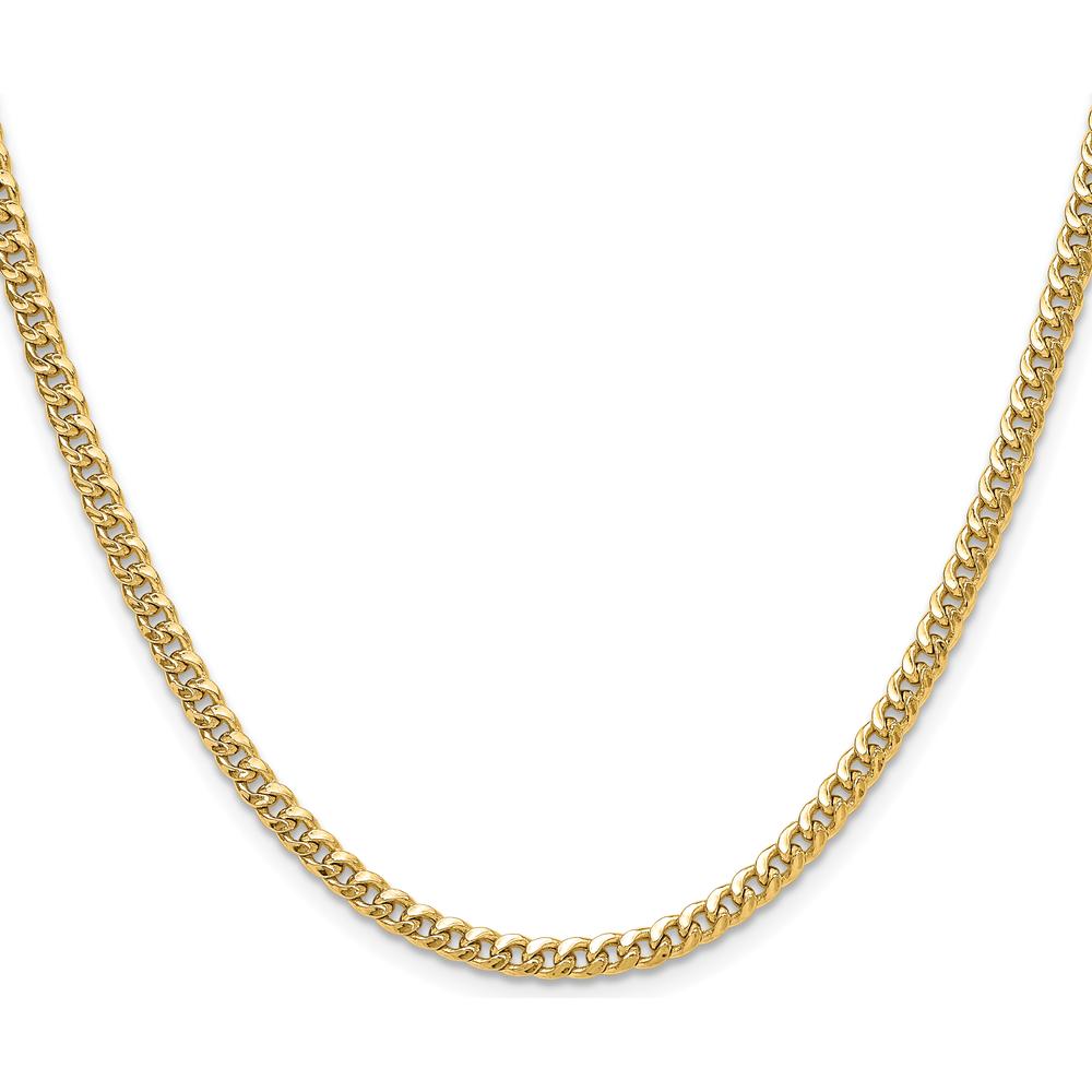 14K Yellow Gold 20-inch Semi-Solid Miami Cuban Chain Necklace by Oro Pregiato