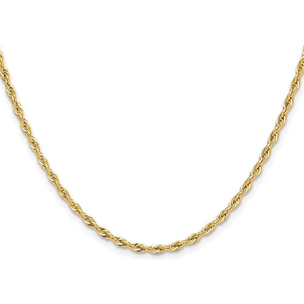 14K Yellow Gold 20-Inch Semi-Solid Rope Chain - 2.5mm Width by Oro Pregiato