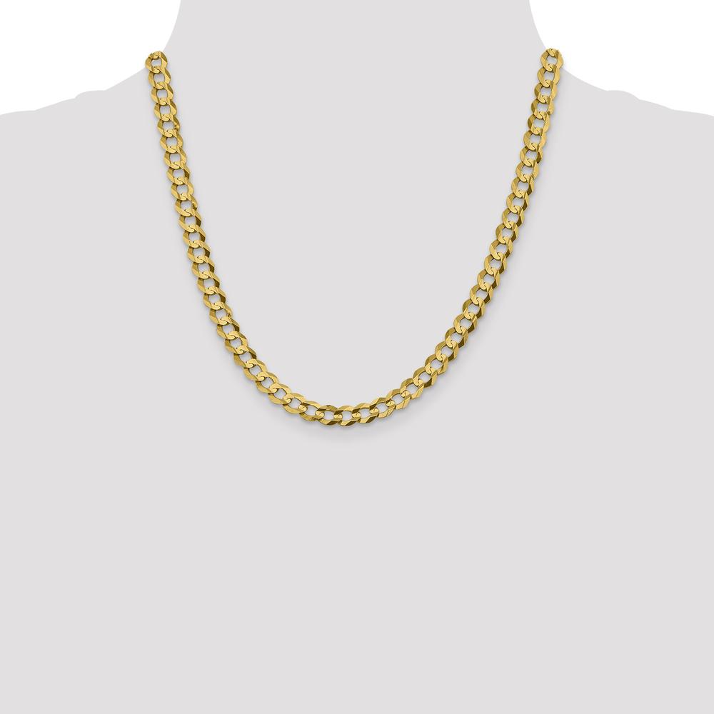 14K Yellow Gold 20" Lightweight 7.2mm Flat Cuban Chain with Lobster Clasp by Oro Pregiato
