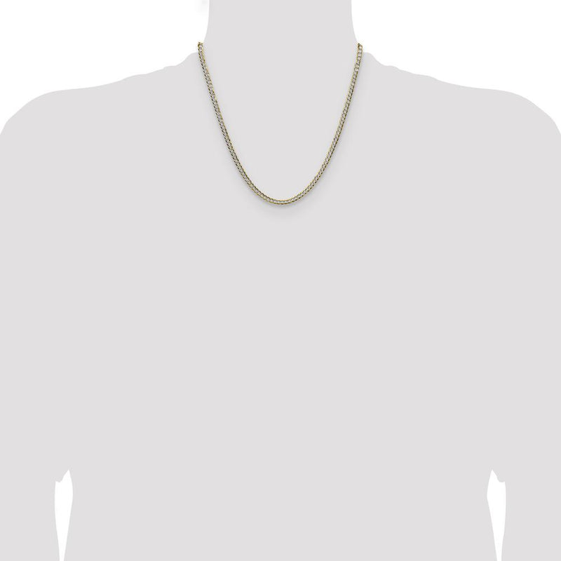 14K Yellow Gold 20" Lightweight Pavé Flat Cuban Chain - 3.7mm Width by Oro Pregiato