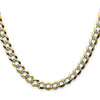 14K Yellow Gold 20" Lightweight Pavé Flat Cuban Chain with Rhodium Accents by Oro Pregiato