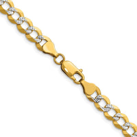 14K Yellow Gold 20" Lightweight Pavé Flat Cuban Chain with Rhodium Accents by Oro Pregiato