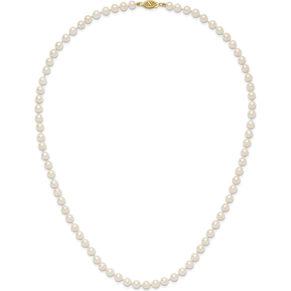 14K Yellow Gold 20" Necklace with 5-6mm Round Akoya Saltwater Cultured Pearls by Monteluci Fine Jewelry