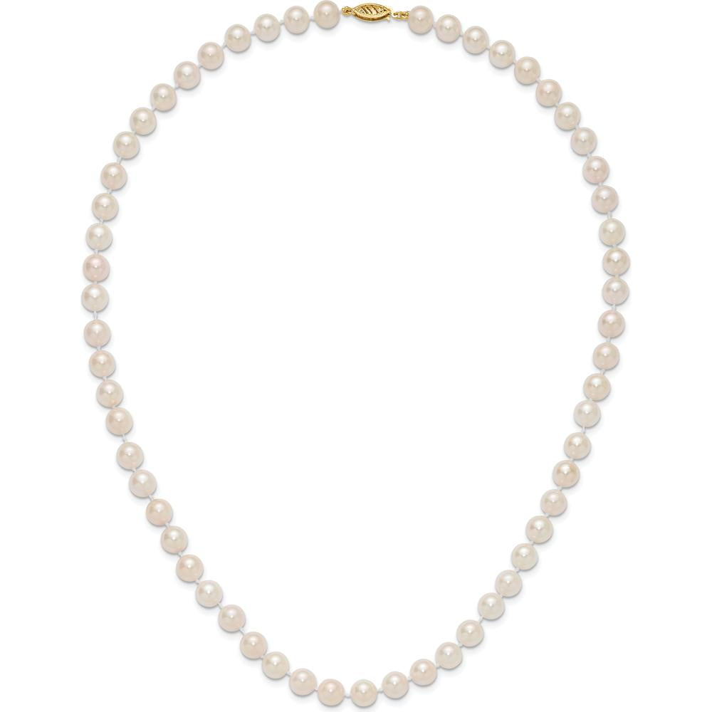 14K Yellow Gold 20" Necklace with 7-8mm White Akoya Saltwater Cultured Pearls by Monteluci Fine Jewelry