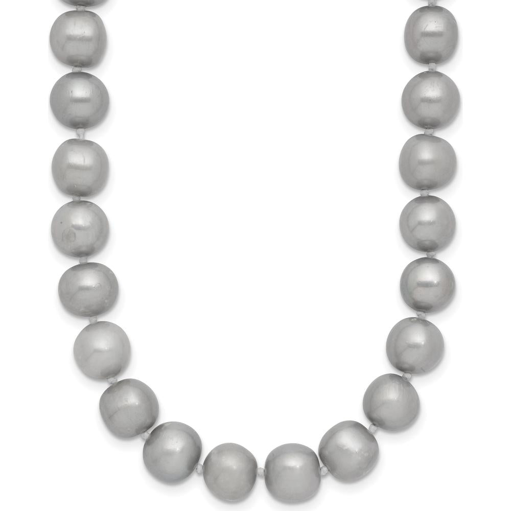 14K Yellow Gold 20" Necklace with 8-9mm Grey Near-Round Freshwater Cultured Pearls by Monteluci Fine Jewelry