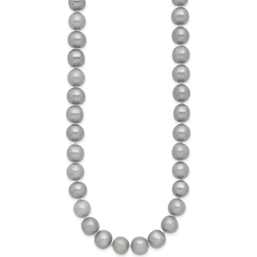 14K Yellow Gold 20" Necklace with 8-9mm Grey Near-Round Freshwater Cultured Pearls by Monteluci Fine Jewelry