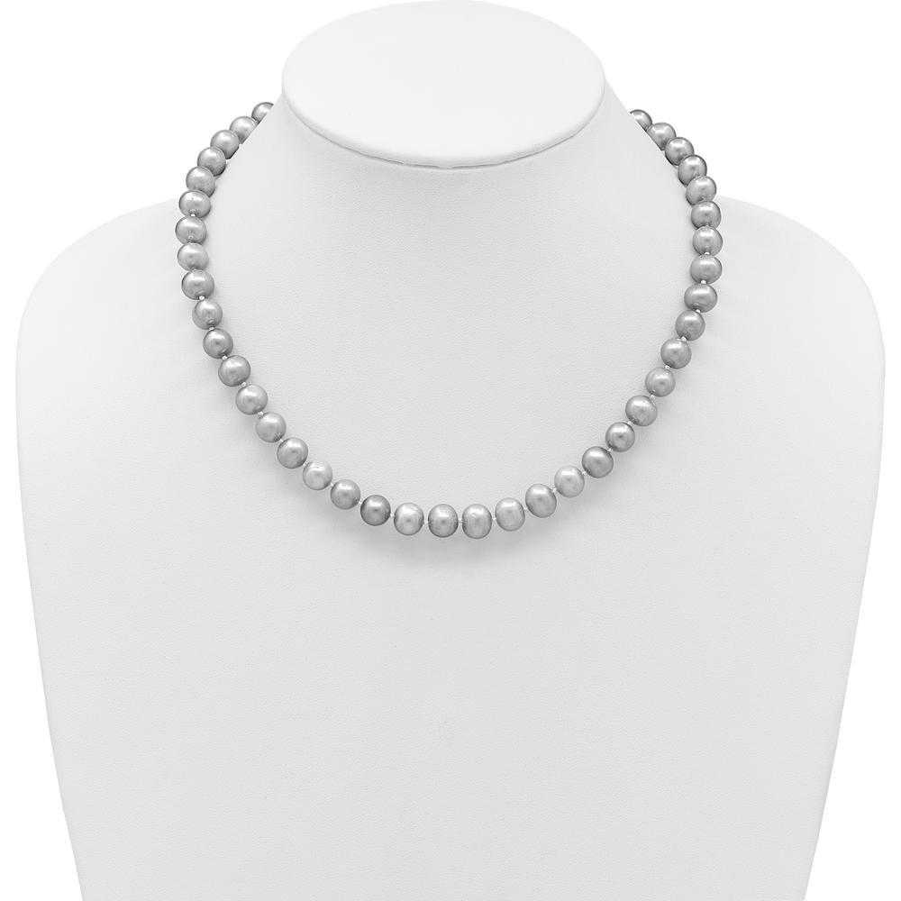 14K Yellow Gold 20" Necklace with 8-9mm Grey Near-Round Freshwater Cultured Pearls by Monteluci Fine Jewelry