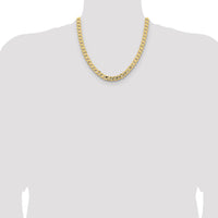 14K Yellow Gold 20" Open Concave Curb Chain - 8.5mm Width with Lobster Clasp by Oro Pregiato