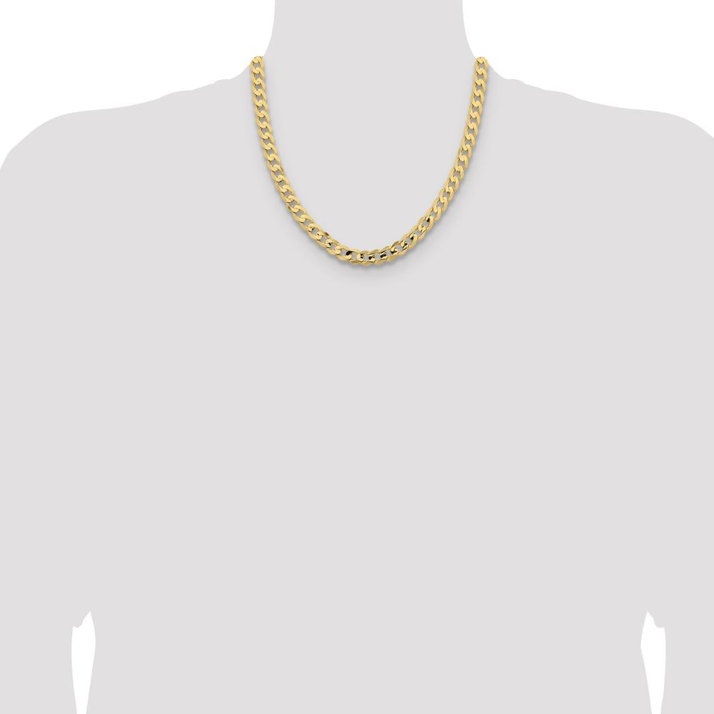 14K Yellow Gold 20" Open Concave Curb Chain - 8.5mm Width with Lobster Clasp by Oro Pregiato