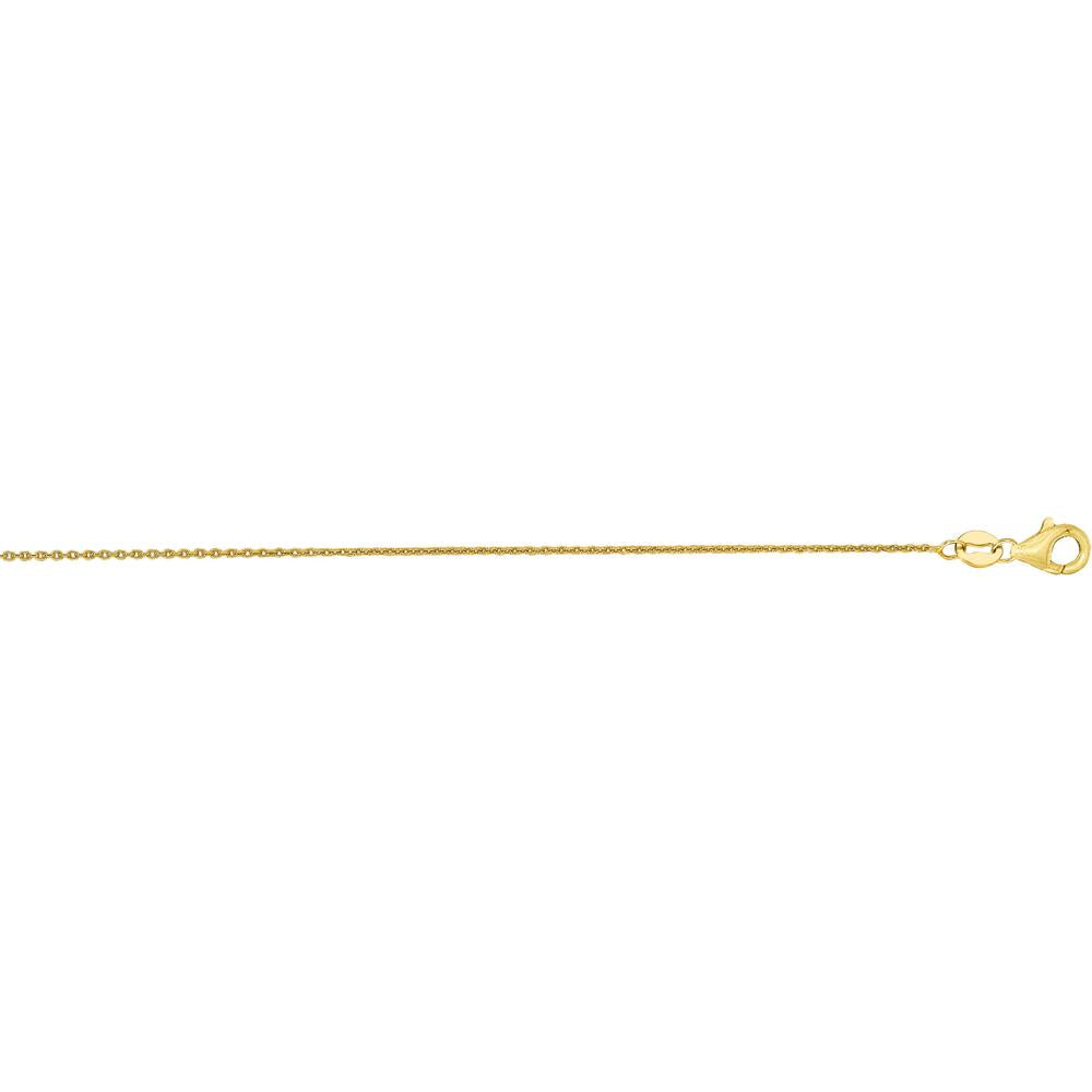 14K Yellow Gold 20" Oval Cable Chain Necklace - 0.97mm Polished Finish by Orozza Fine Jewelry