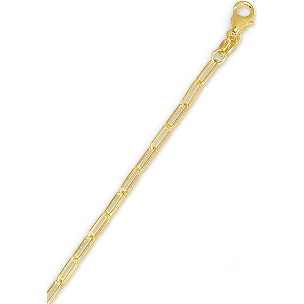 14K Yellow Gold 20" Paperclip Chain Necklace with Lobster Lock - 2.1mm Link Width by Orozza Fine Jewelry