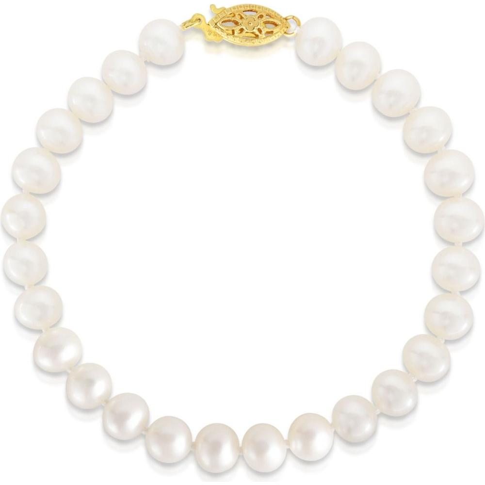 14K Yellow Gold 20" Pearl Strand Necklace with 6.0-6.5mm Lustrous Pearls - After The Ring Bridal Collection by Orozza Fine Jewelry